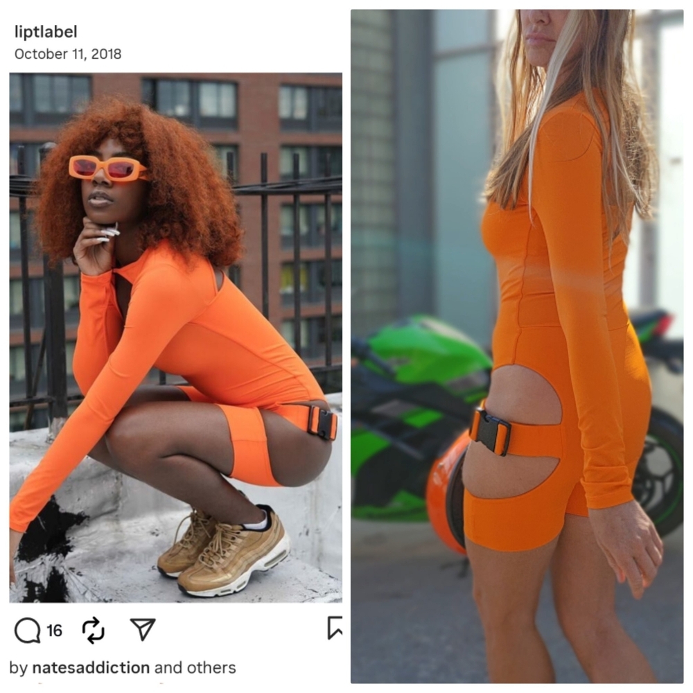 Lipt. The Label London Orange Cut Out Laquan Motorcross Chic Jumpsuit Romper S